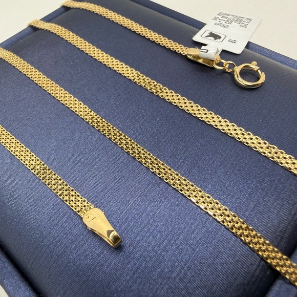 18K Geuine Yellow Gold Bismark Chain Necklace - Picture 3 of 17